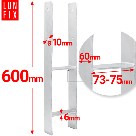 PSH70 Podstawa slupa typ H 70x600x6 (1szt.)