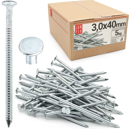 Gwoździe pierśc ocynk 3,0*40 5kg