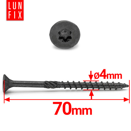 Wkręty ciesielskie czarne stożkowe 4x70 do drewna KMWHT 200szt.