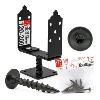 Zestaw podstawa słupa regulowana przykręcana 120-200 mm z wkrętami