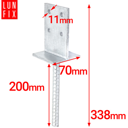 Podstawa słupa wpuszczana 70mm kotwa z prętem do betonu