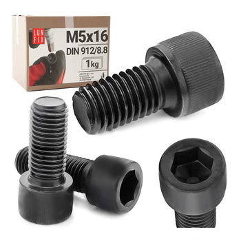 Śruba imbusowa M5 16mm  czarny ocynk DIN 912 kl 8.8 1kg