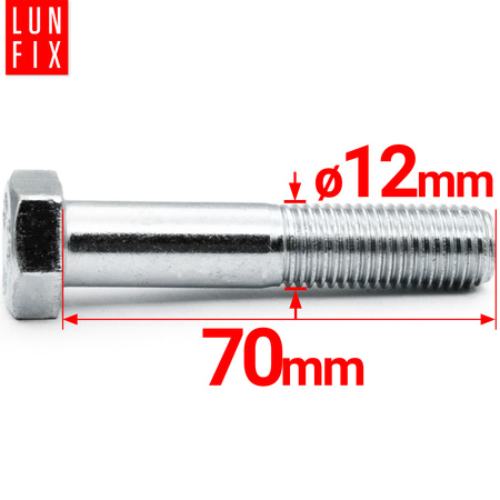 Śruba M12-070 ocynk DIN 931 kl 8.8 (1kg)