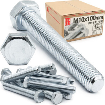 Śruba M10-100 ocynk DIN 933 kl 8.8 (1kg)