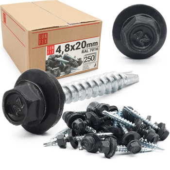 Wkręty farmerskie 4,8x20 samowiercące farmery antracyt WFD 250szt.