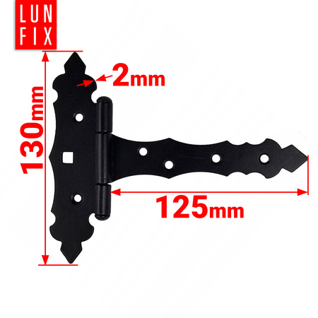 Ozdobny zawias trójkątny czarny 130x125x30x2 1szt.