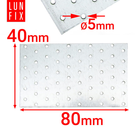 Płytka perforowana 80x40x2 PP1 łącznik ciesielski płaski 10szt.