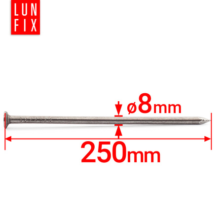 Gwozdzie budowlane czarne 7,6*250 (5 kg)