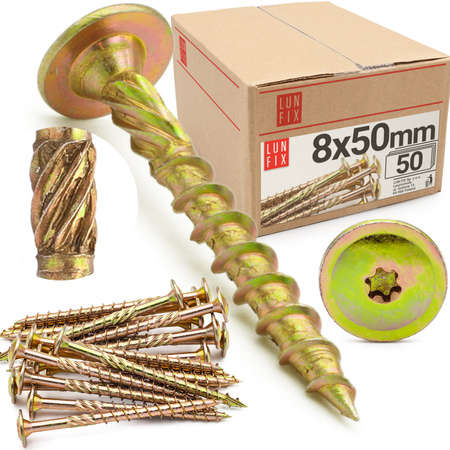 Wkręty ciesielskie talerzowe 8x50 do drewna WKCP 50szt.