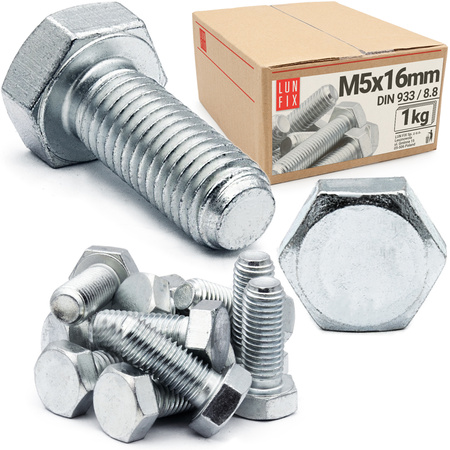 Śruba M05x016 ocynk DIN 933 kl 8.8 (1kg)
