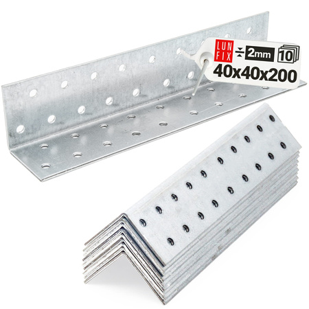 KM6 Kątownik ciesielski montażowy łacznik 40x40x200 gr. 2,0mm 10szt