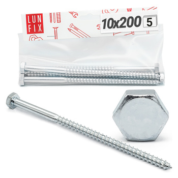 Wkret z łbem 6kat OC DIN571 M10x200 (5szt)