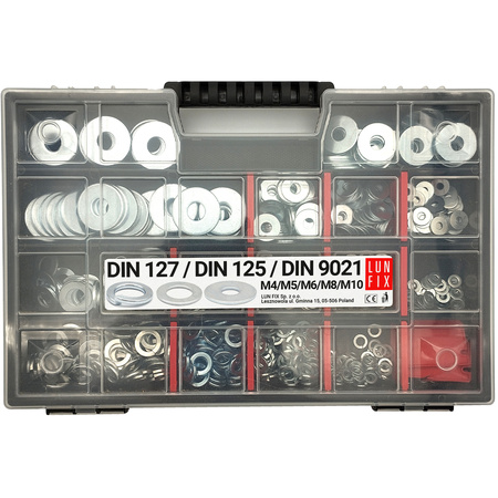 Zestaw podkładek 750szt. M4-M10 normy DIN:127, 125, 9021