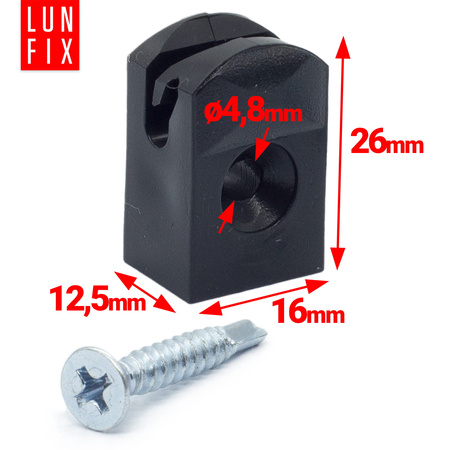 Przelotka mocowanie drutu na wkręt czarna 100szt.