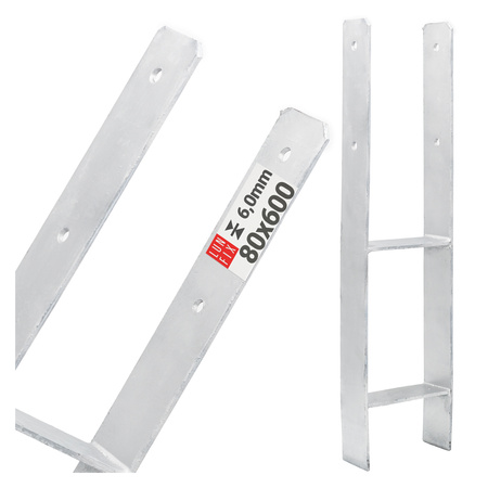 PSH80 Podstawa slupa typ H 80x600x6 (1szt.)