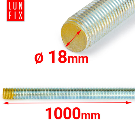 Pręt gwintowany szpilka M18 ocynkowane 1000 mm kl. 8.8 1szt.