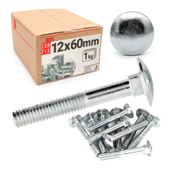 Śruby zamkowe M12x60mm ocynkowane łeb grzybkowy 1kg