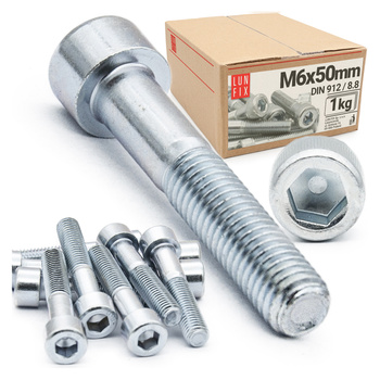 Śruby imbusowe M6x50 ocynkowane DIN912 klasa 8.8 1kg