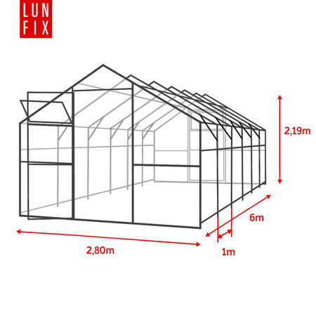 Konstr. stal. LUN FIX GARDEN 2,8x6m 20x40mm