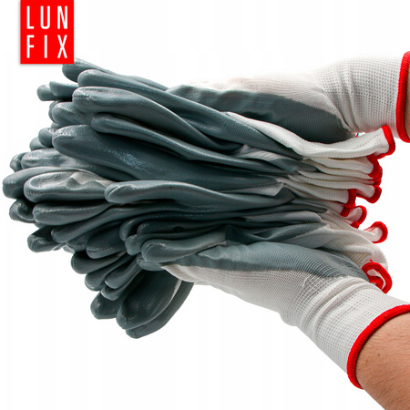 Rękawice robocze białe szar nitryl 8-M 12szt (1op)