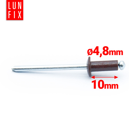 Nity zrywalne 4,8x10mm aluminiowo-stalowe brązowe RAL 8017 100szt.