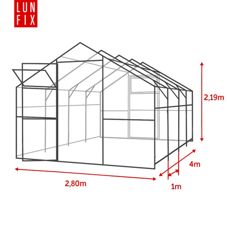 Konstr. stal. LUN FIX GARDEN 2,8x4m Poliw 6mm