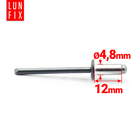 Nity zrywalne 4.8x12mm aluminiowo-stalowe ANTRACYT RAL7016 100szt.