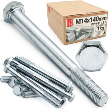 Śruba M14-140 ocynk DIN 931 kl 8.8 (1kg)