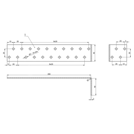 KK1 katownik kotwowy 200x40x40x2,0 (1szt.)
