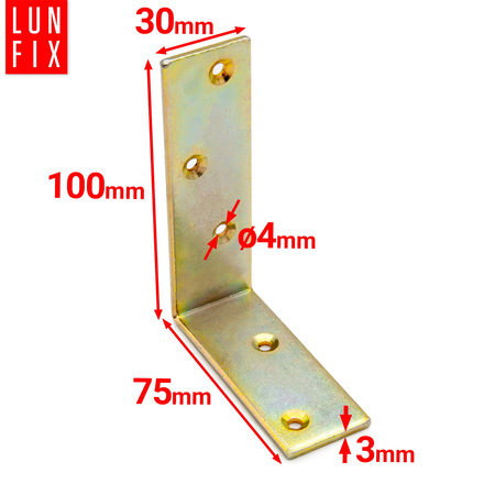 Kątownik belki szeroki KB1 100x75x30x3.0 mm
