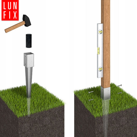 Zestaw podstawa słupa wbijana 10 cm + wkręty