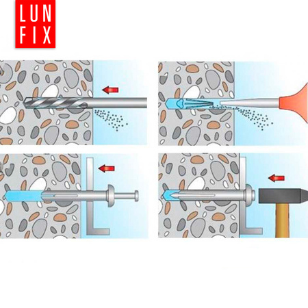 Kołki stalowe szybkiego montażu do betonu wbijane 6x65 100szt.