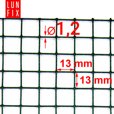 Siatka zgrzew 13*13 fi 1,2 PCV ziel h 1,0m (25mb)