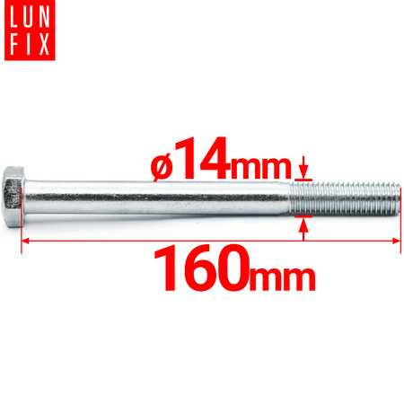 Śruba M14-160 ocynk DIN 931 kl 8.8 (1kg)
