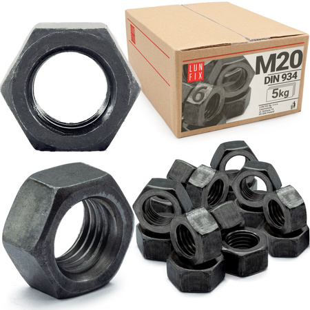 Nakrętka DIN 934 M20 kl 6 czarna (5kg)