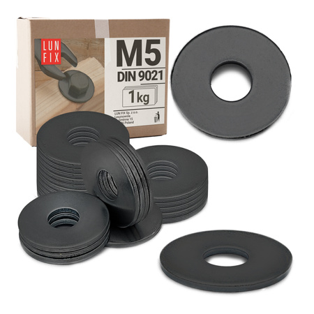 Podkładka okrągła M5 powiększona czarny ocynk DIN9021 1kg