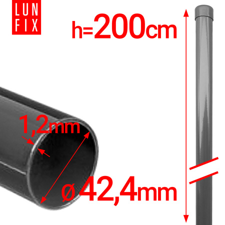 Słupek okrągły GRAFIT 42,4x1,20 200cm (1szt.)