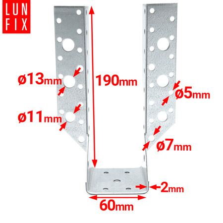Wieszak belki 60x190 mm wspornik łącznik