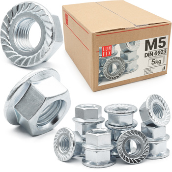 Nakrętka kołnierzowa M5 DIN6923 ocynkowana 5kg