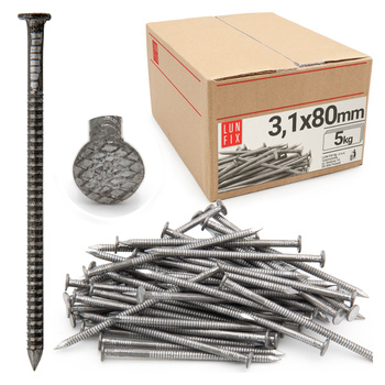 Gwoździe pierścieniowe 3,1x80 mm 3 cale ciesielskie czarne 5kg