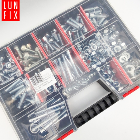 Zestaw śrub imbus, nakrętek, podkładek M12 (390el)