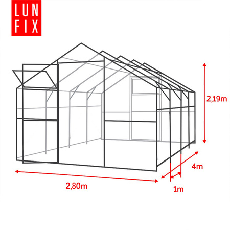 Konstr. stal. LUN FIX GARDEN 2,8x4m 20x40mm