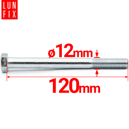 Śruba M12-120 ocynk DIN 931 kl 8.8 (1kg)