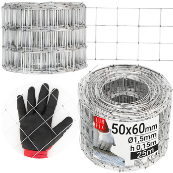 Siatka zgrzew do scian 50x60 fi1,5 h0,15x25m