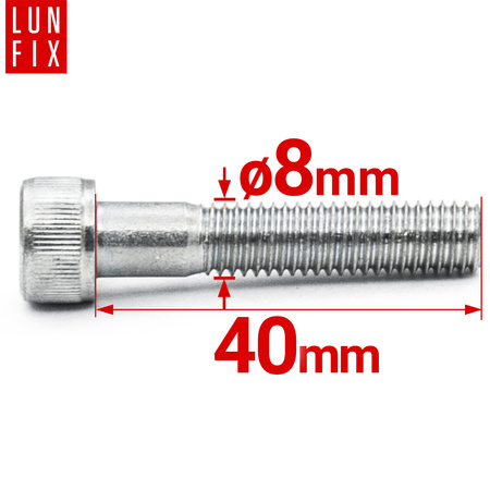 Śruba imbusowa OC DIN 912 M08x040-40 kl 8.8 (1kg)