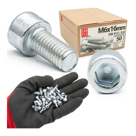 Śruby imbusowe M6x16 ocynkowane DIN912 klasa 8.8 50szt
