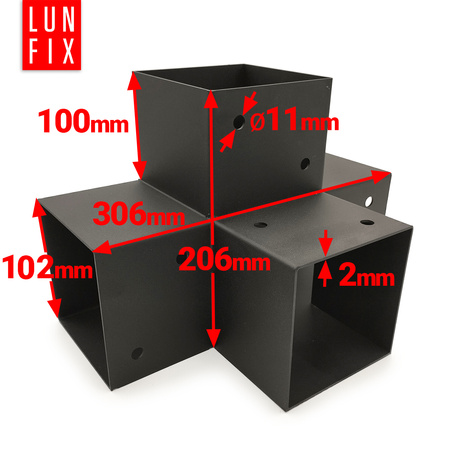 Zestaw łącznik kantówki 10x10cm kształt X z wkrętami 8x40 mm
