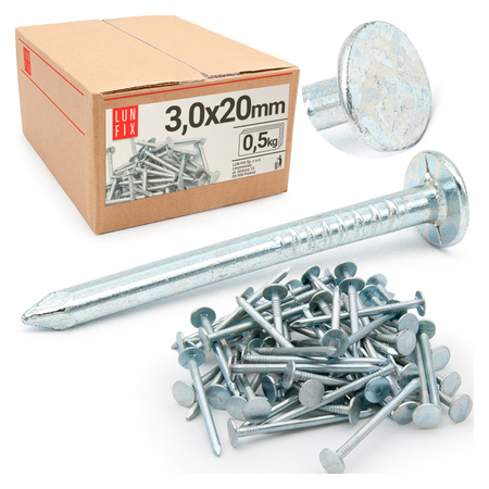 Gwoździe papowe 3,0x20 mm ocynkowane papiaki 0,5kg