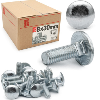 Śruby zamkowe M8x30mm ocynkowane łeb grzybkowy 1kg