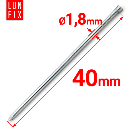 Gwoździe stolarskie oc 1,8x40 m łeb srebr (0,1kg)
